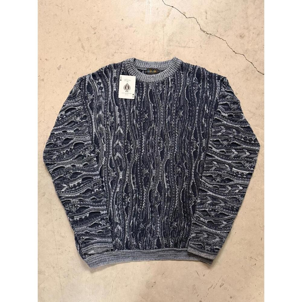 Vintage COOGI Australia Men's Sweater Navy Blue Cable‎ Knit
